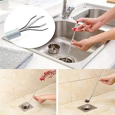 Flexible Grabber with 4 Prongs – Retrieval Tool with Flexible Hose, Grabber Aid for Debris, Sinks, Drains, Toilets, Hair Collector